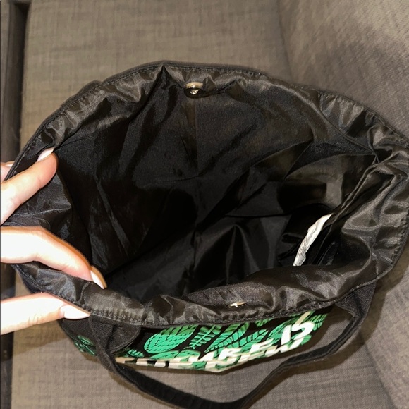 The Body Shop Black Tote with Green Leaf Design - Picture 5 of 7